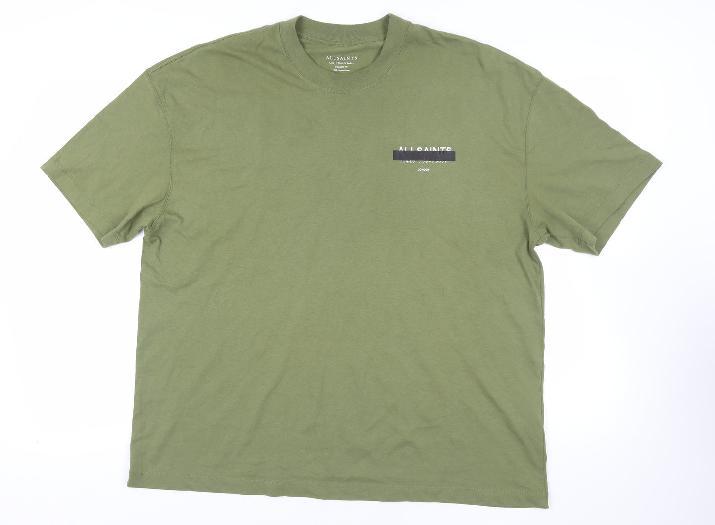 AllSaints Green Relaxed Fit T-Shirt with Crew Neck