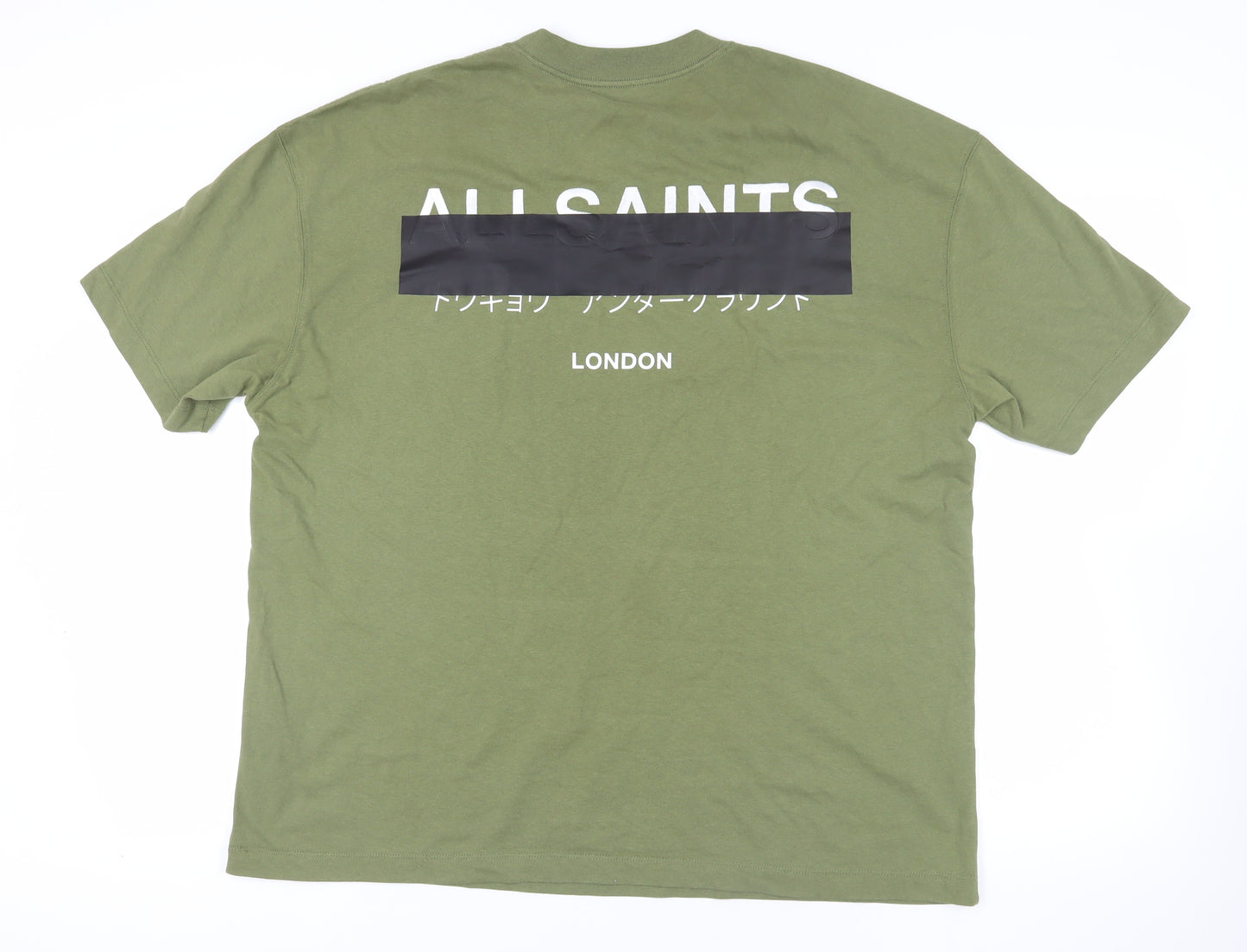 AllSaints Green Relaxed Fit T-Shirt with Crew Neck