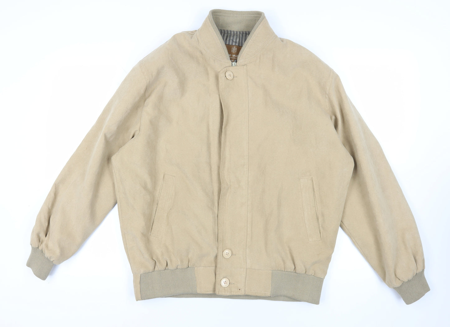 Giorgio Valentino Beige Bomber Jacket, Size L, Casual Style