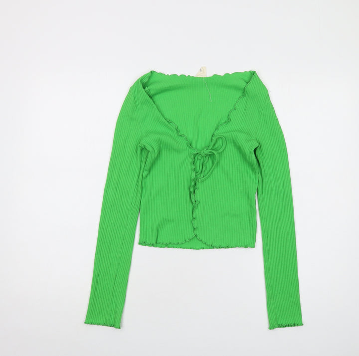 Urban Outfitters Womens Green Cotton Wrap Blouse Size S V-Neck