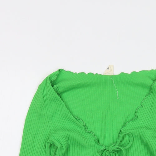 Urban Outfitters Womens Green Cotton Wrap Blouse Size S V-Neck