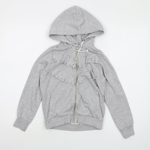 Kosiuko Girls Grey Cotton Full Zip Hoodie Size 10 Years Zip