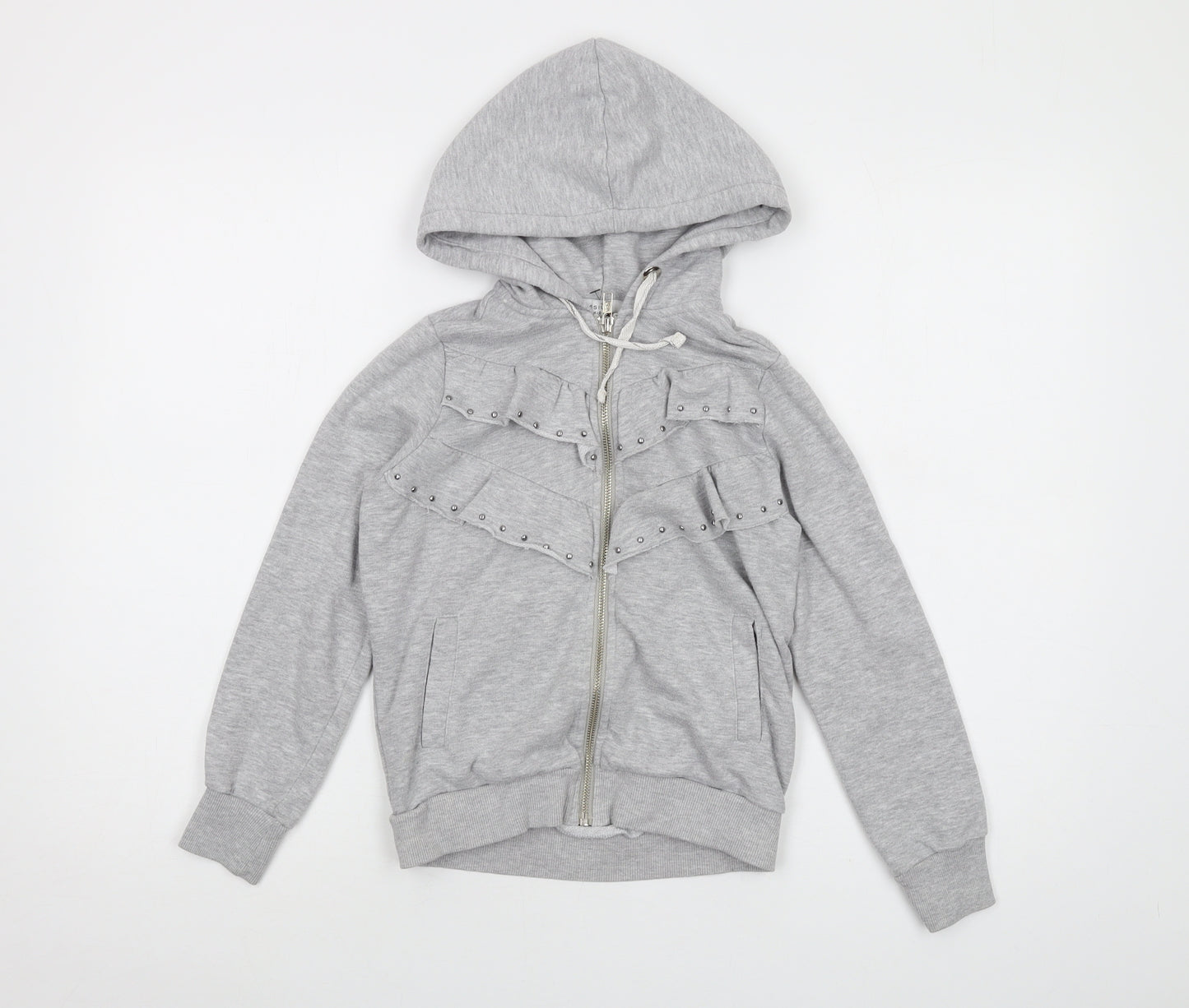 Kosiuko Girls Grey Cotton Full Zip Hoodie Size 10 Years Zip