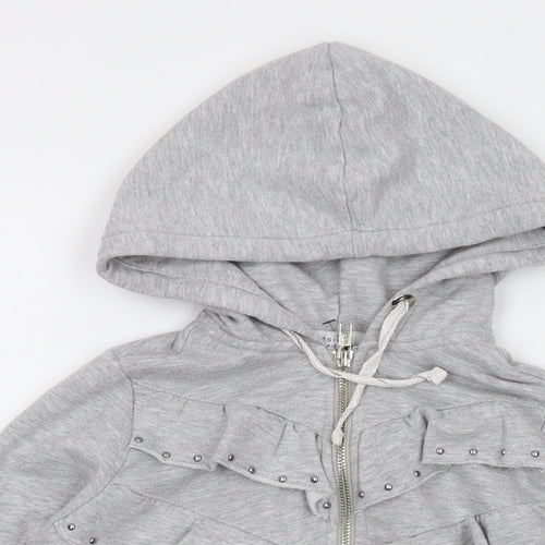 Kosiuko Girls Grey Cotton Full Zip Hoodie Size 10 Years Zip