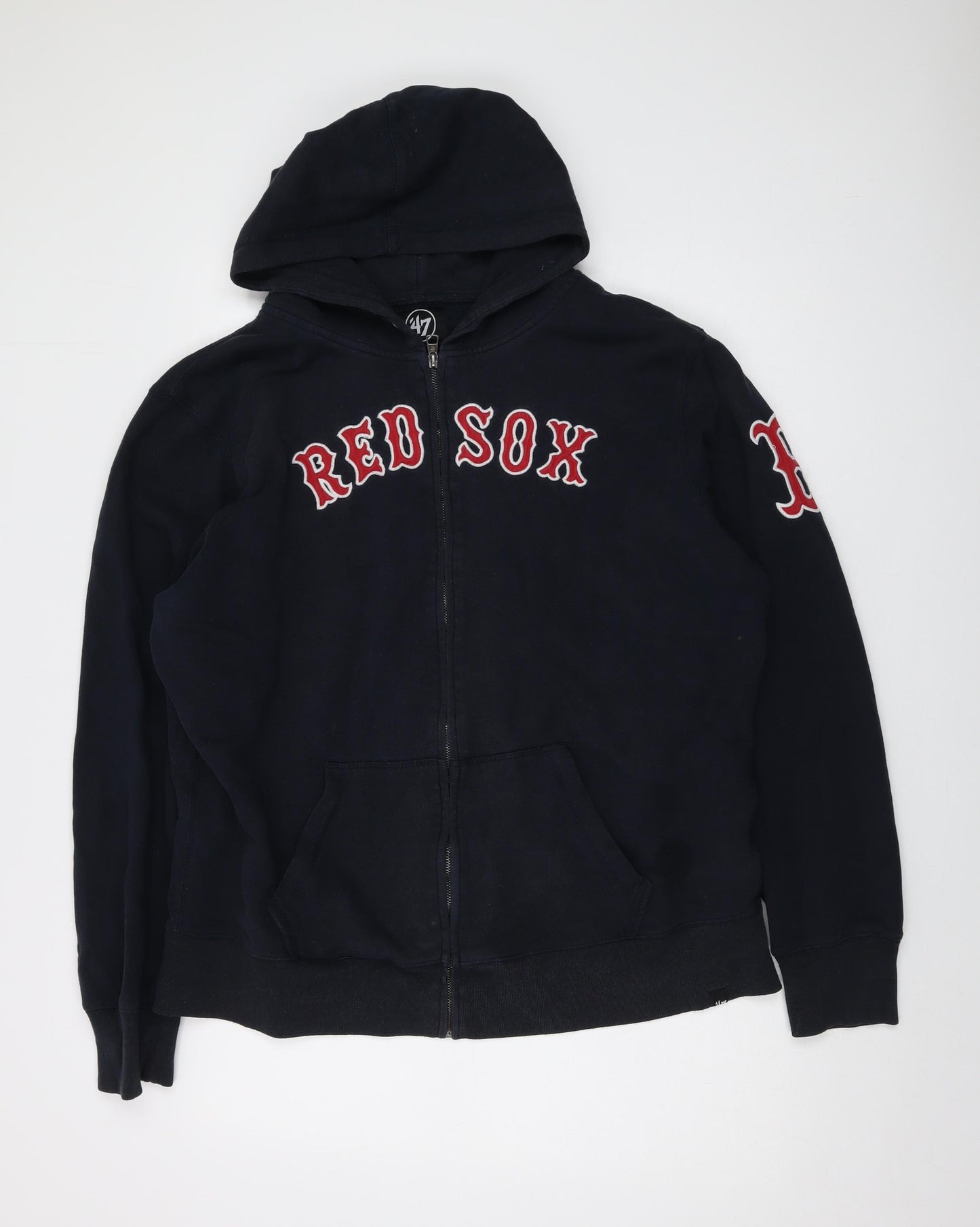 Red Sox Mens Blue Polyester Full Zip Hoodie Size 2XL