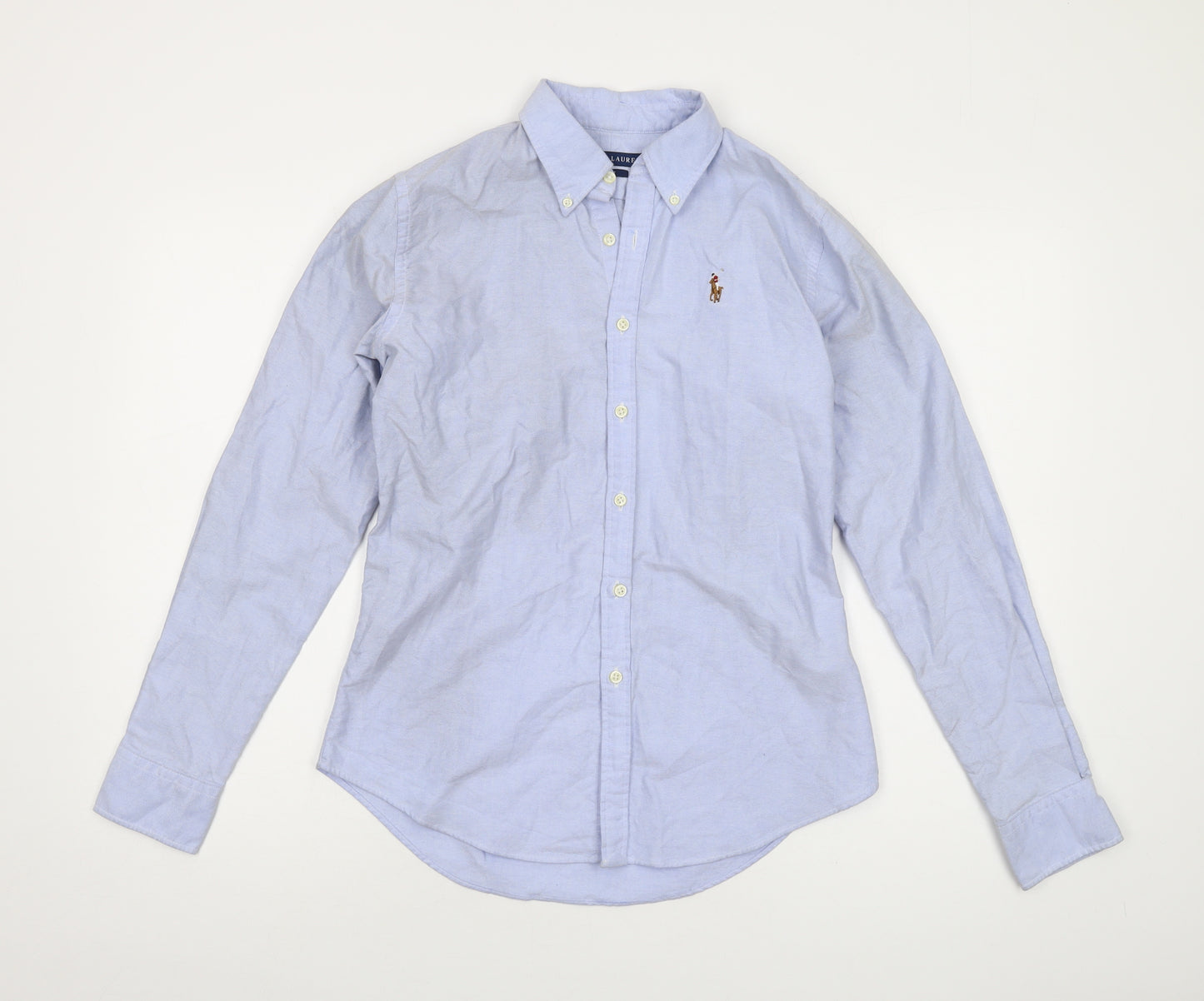 Ralph Lauren Womens Blue Cotton Basic Button-Up Size 6 Collared