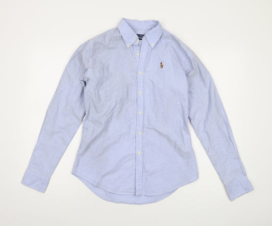 Ralph Lauren Womens Blue Cotton Basic Button-Up Size 6 Collared