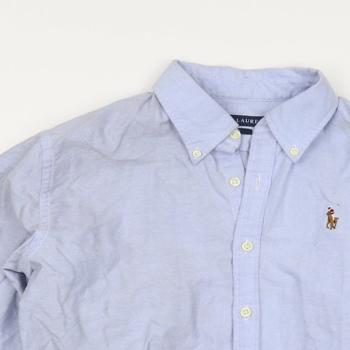 Ralph Lauren Womens Blue Cotton Basic Button-Up Size 6 Collared