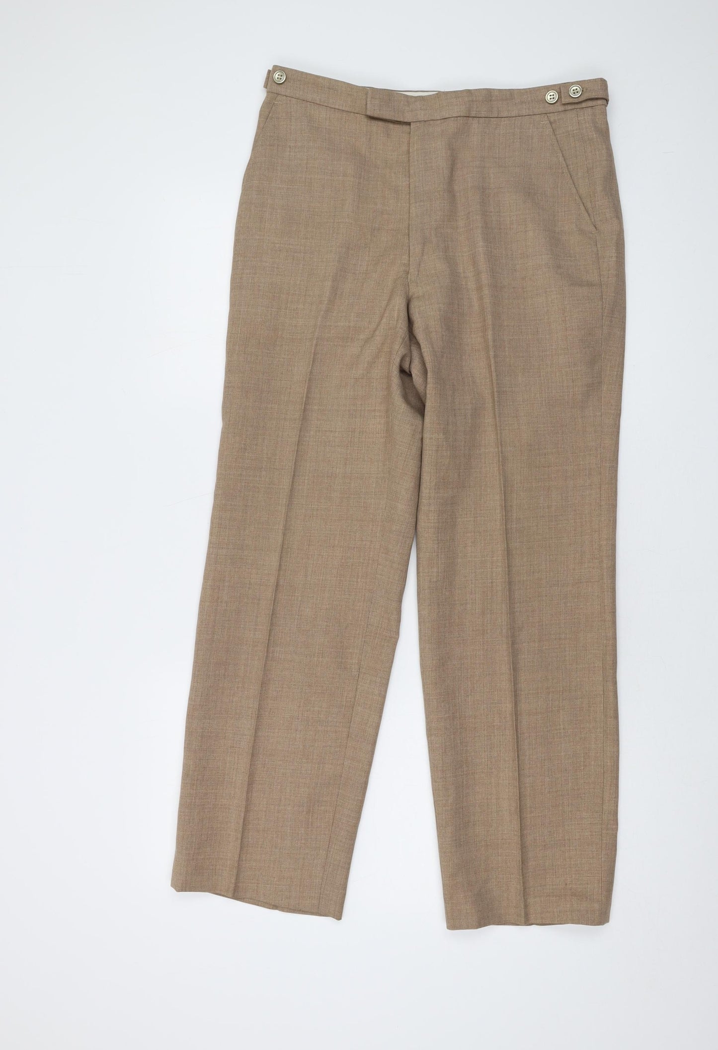 St Michael Mens Beige Polyester Trousers Size 32 in L29 in Regular Hook & Eye