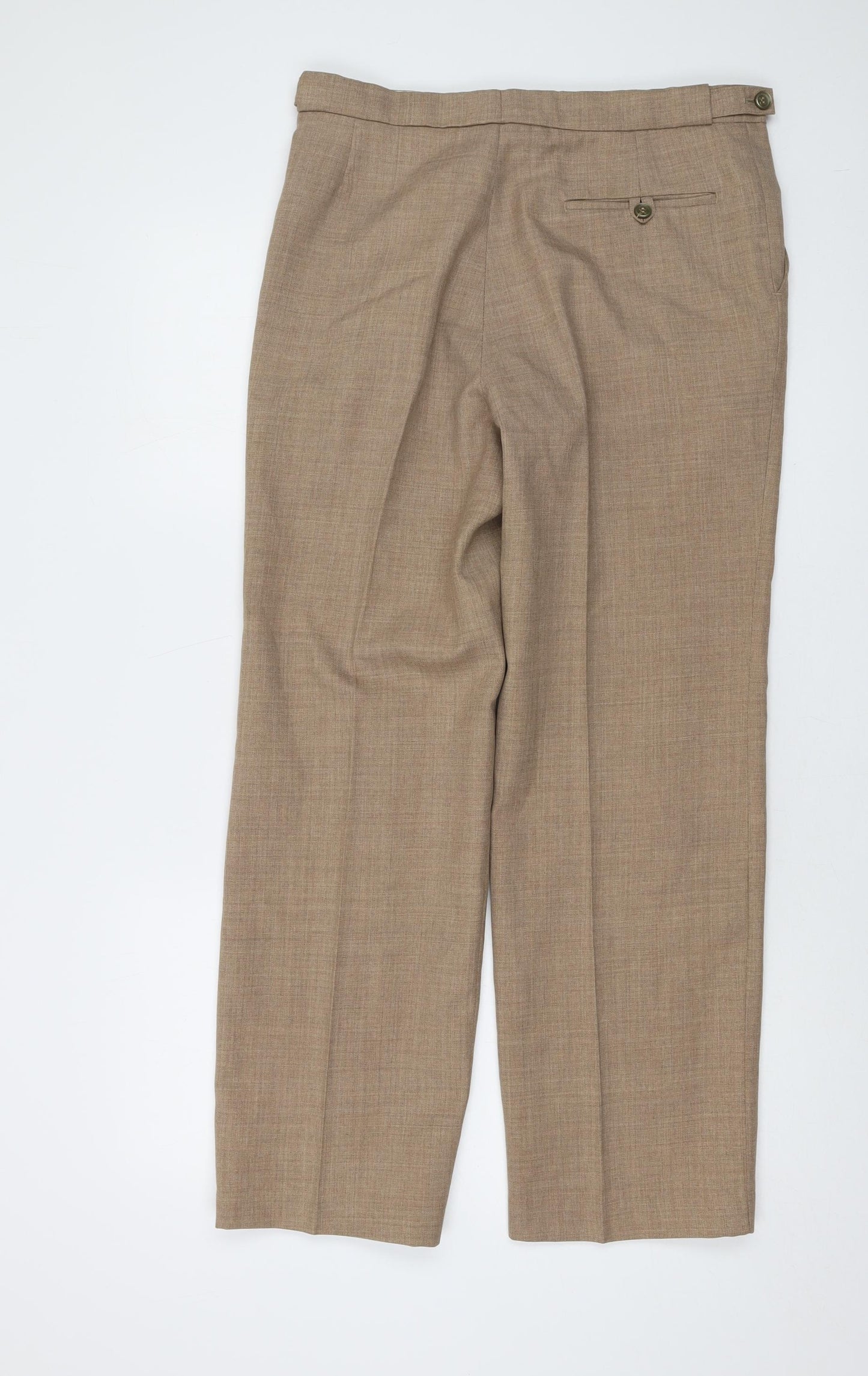 St Michael Mens Beige Polyester Trousers Size 32 in L29 in Regular Hook & Eye