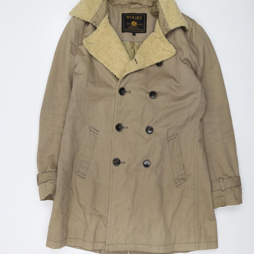Wolsey Womens Beige Overcoat Coat Size S Button