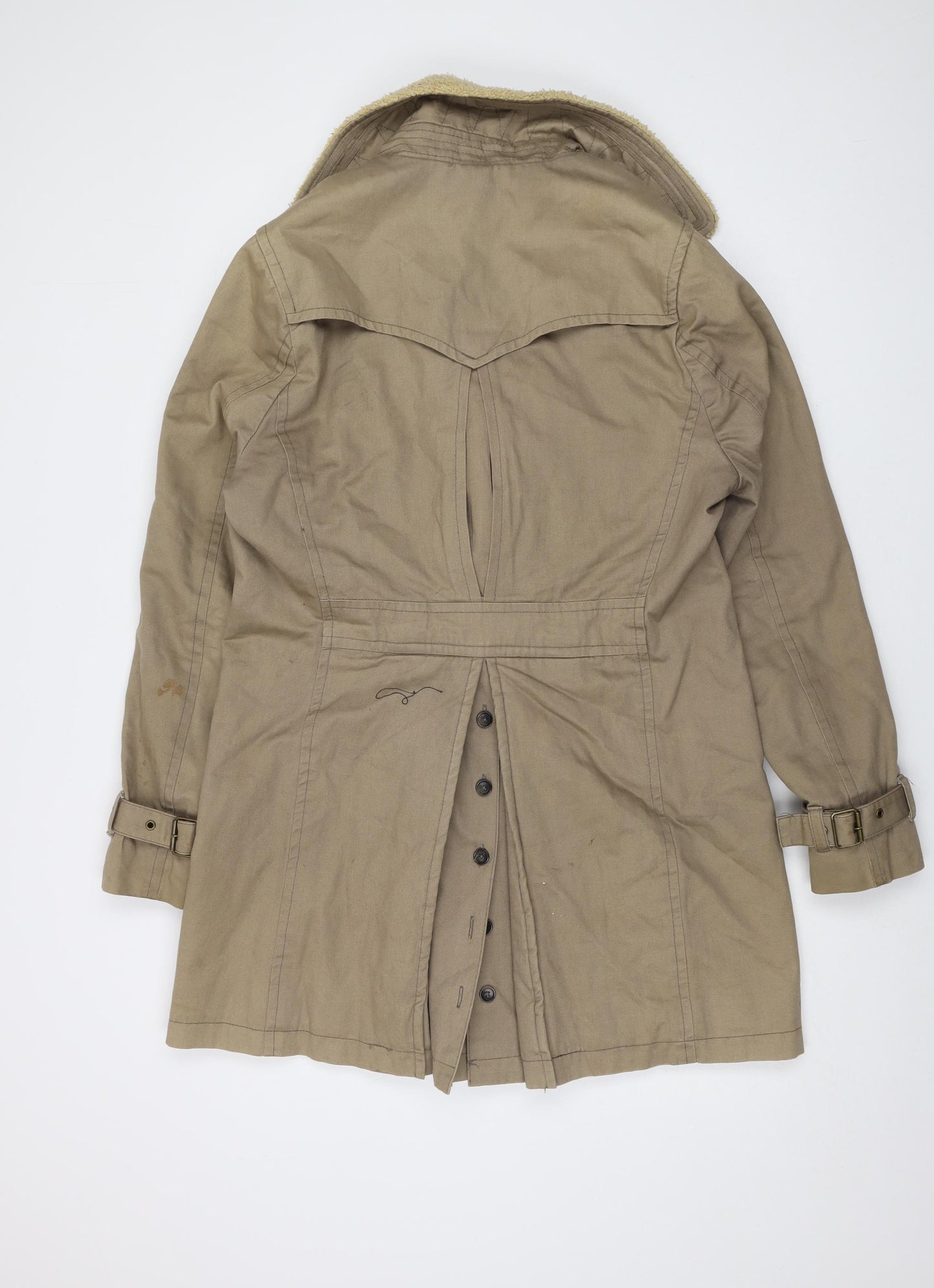 Wolsey Womens Beige Overcoat Coat Size S Button