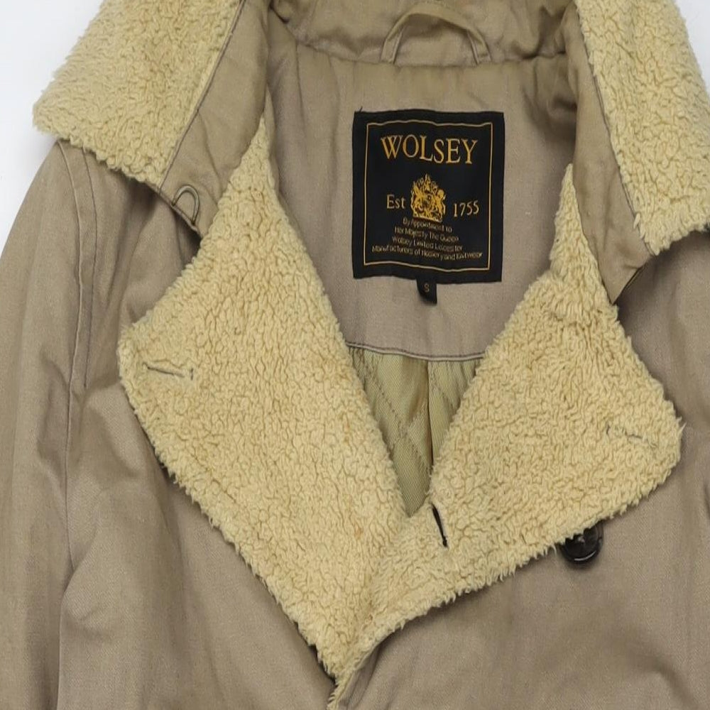 Wolsey Womens Beige Overcoat Coat Size S Button