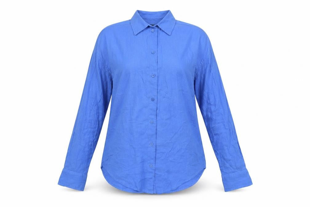 Monki Womens Blue Cotton Basic Button-Up Size XS Collared