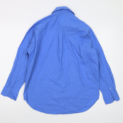Monki Womens Blue Cotton Basic Button-Up Size XS Collared