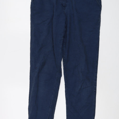 People Tree Womens Blue Cotton Trousers Size 10 L28 in Regular Button