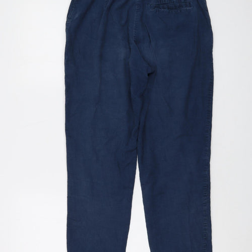 People Tree Womens Blue Cotton Trousers Size 10 L28 in Regular Button