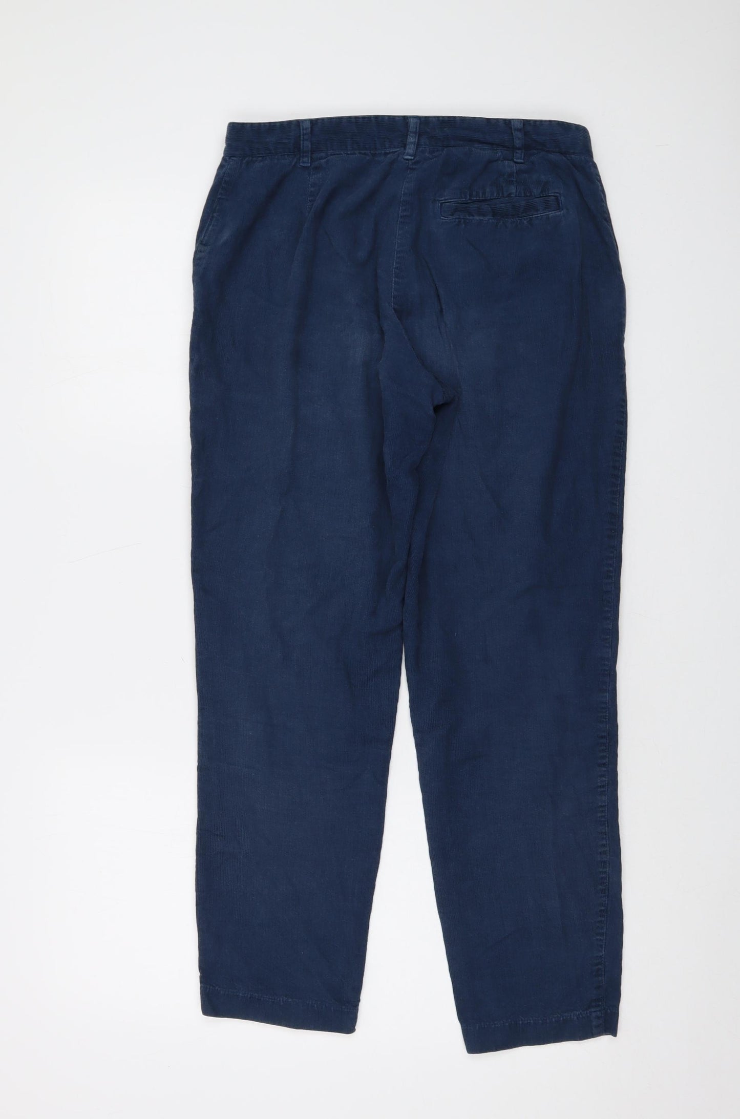 People Tree Womens Blue Cotton Trousers Size 10 L28 in Regular Button