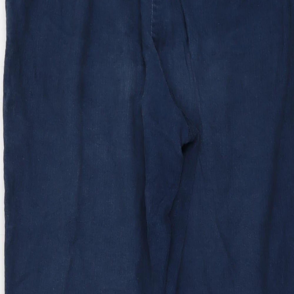 People Tree Womens Blue Cotton Trousers Size 10 L28 in Regular Button