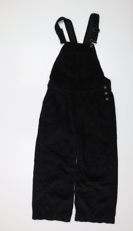 Fat Face Womens Black Cotton Dungaree One-Piece Size 10 Buckle