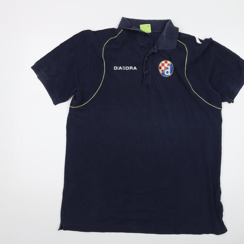 Diadora Mens Blue Cotton Polo Size 2XL Collared Button