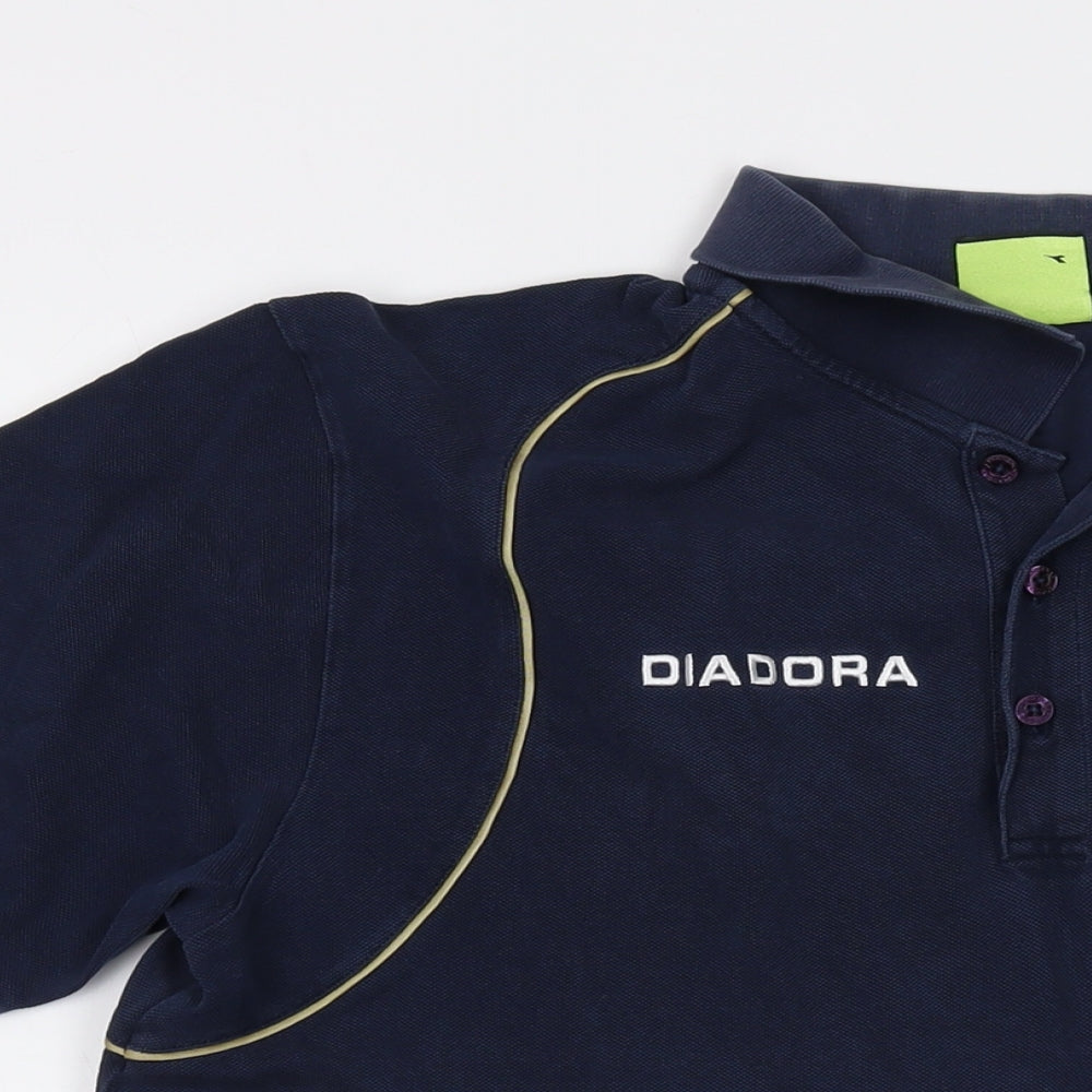 Diadora Mens Blue Cotton Polo Size 2XL Collared Button