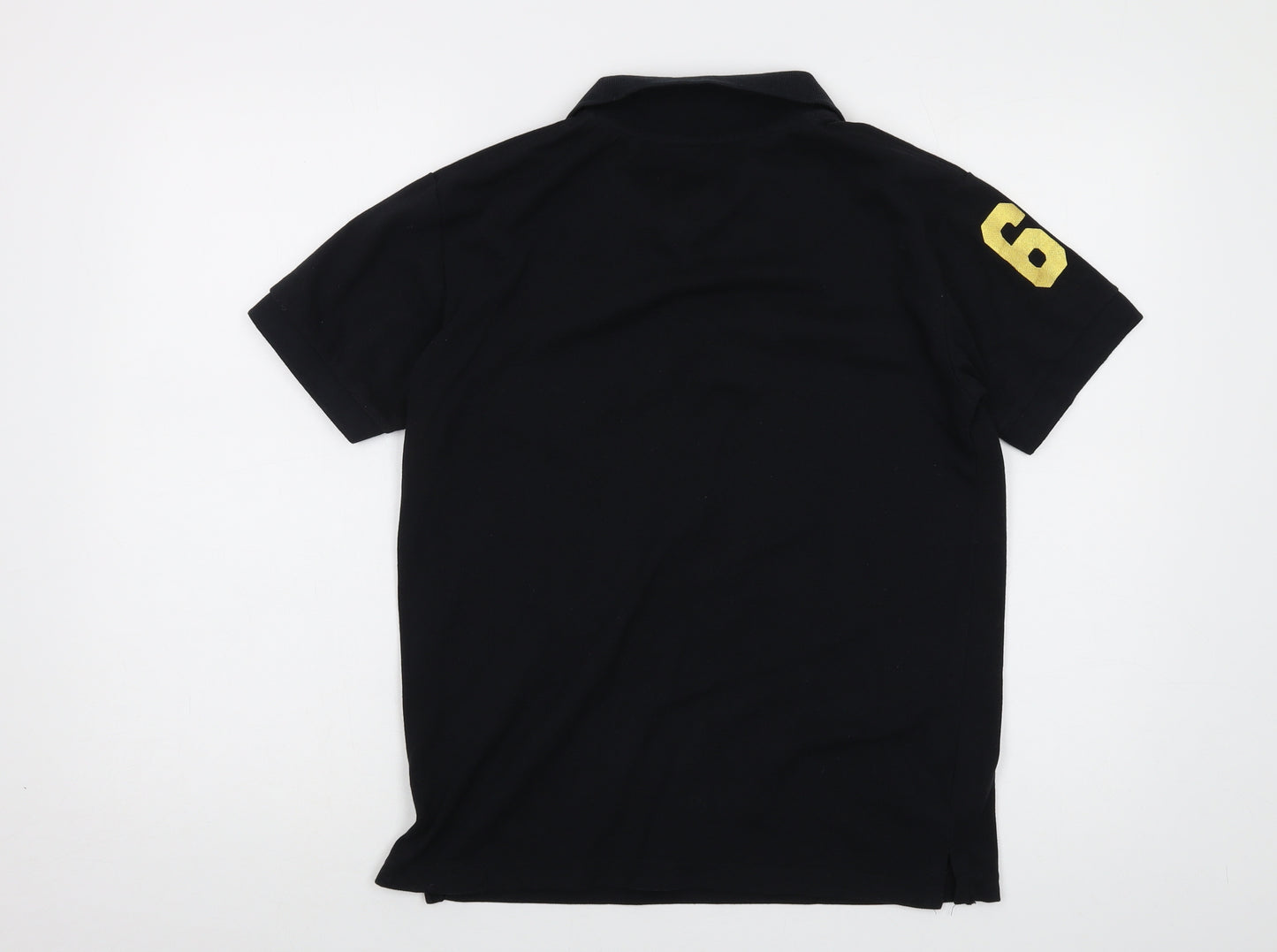 Singapore Mens Black Cotton Polo Size S Collared Button