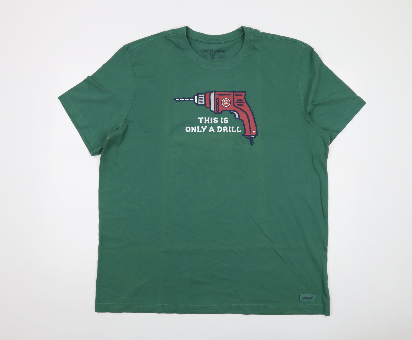 Life is Good Mens Green Cotton T-Shirt Size XL Crew Neck