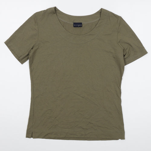 Alexon Womens Green Viscose Basic T-Shirt Size 8 Round Neck