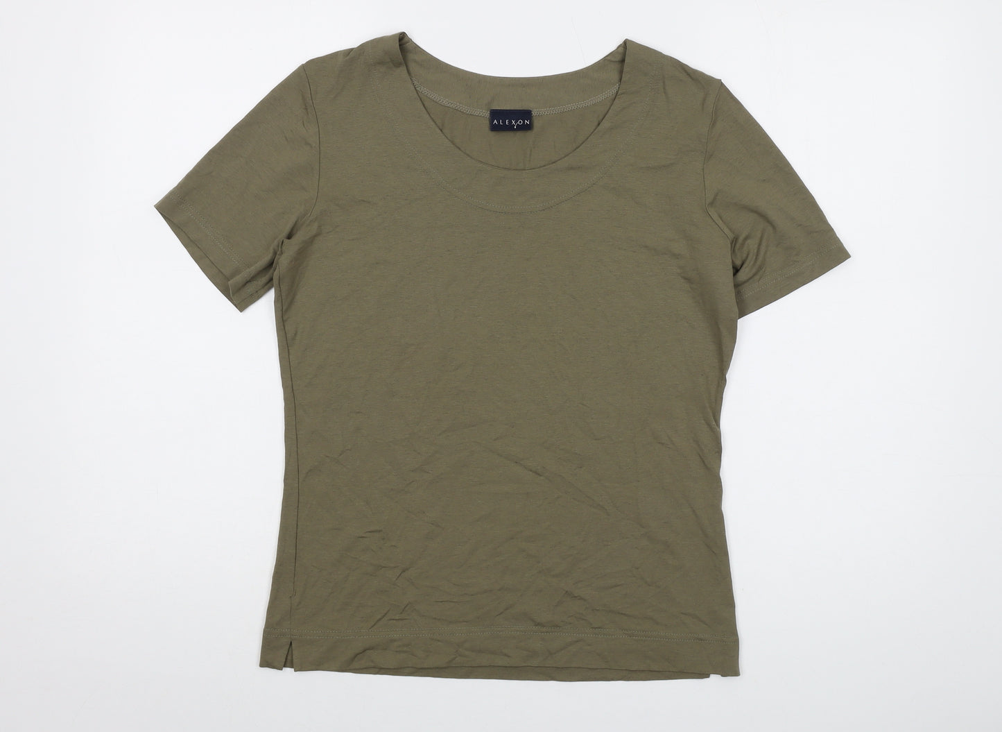 Alexon Womens Green Viscose Basic T-Shirt Size 8 Round Neck