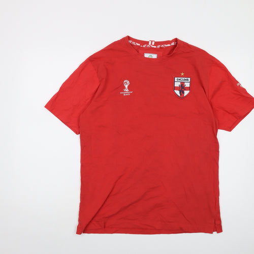 England Mens Red Cotton T-Shirt Size M Crew Neck - Fifa World Cup 2014
