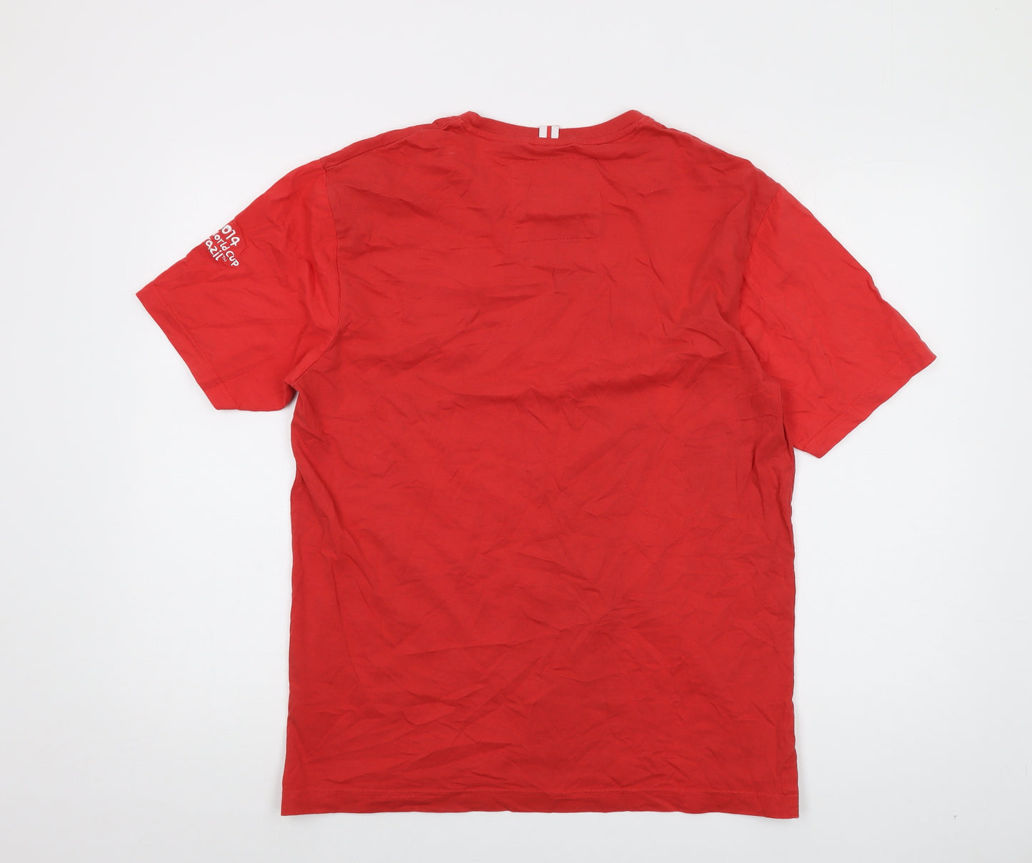 England Mens Red Cotton T-Shirt Size M Crew Neck - Fifa World Cup 2014