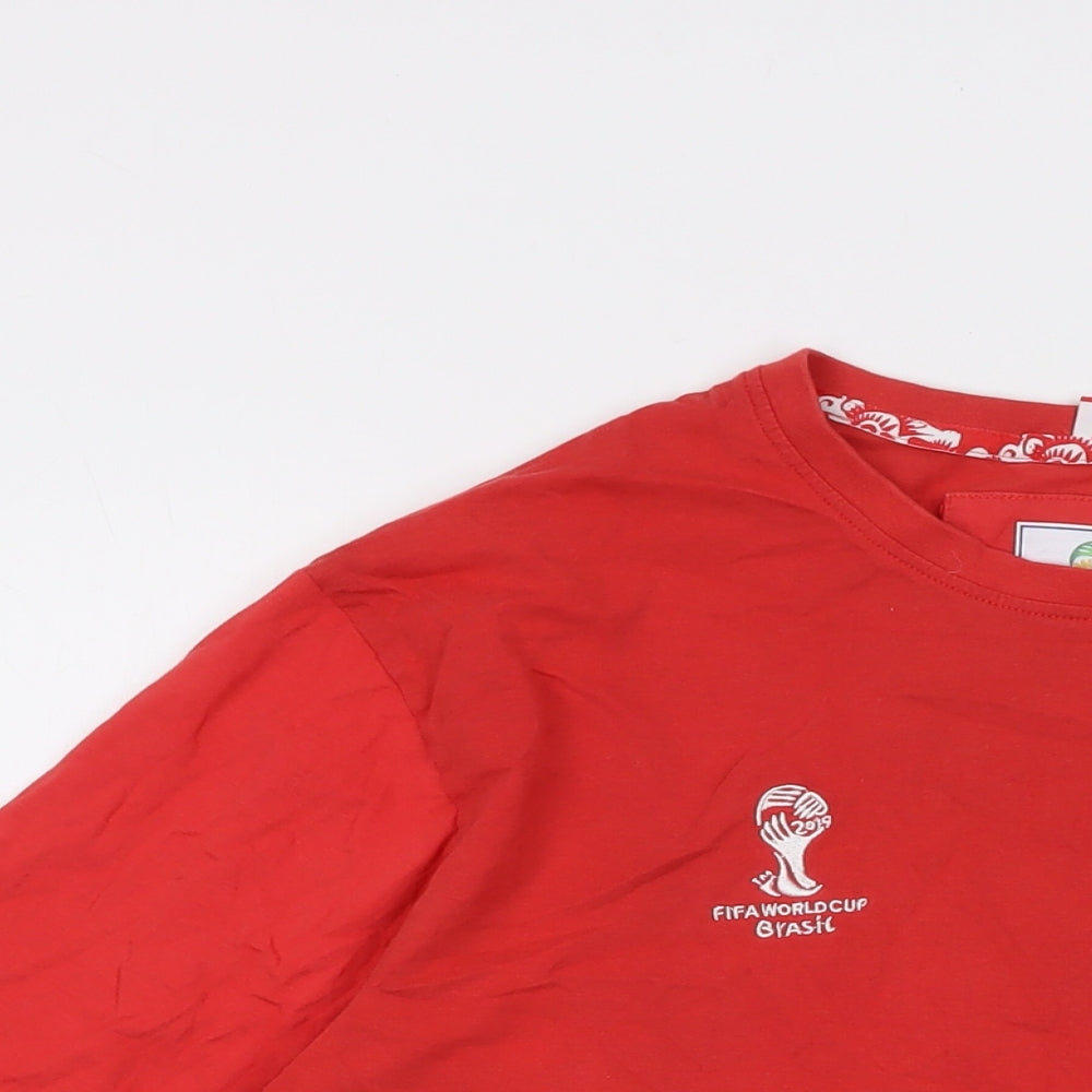 England Mens Red Cotton T-Shirt Size M Crew Neck - Fifa World Cup 2014