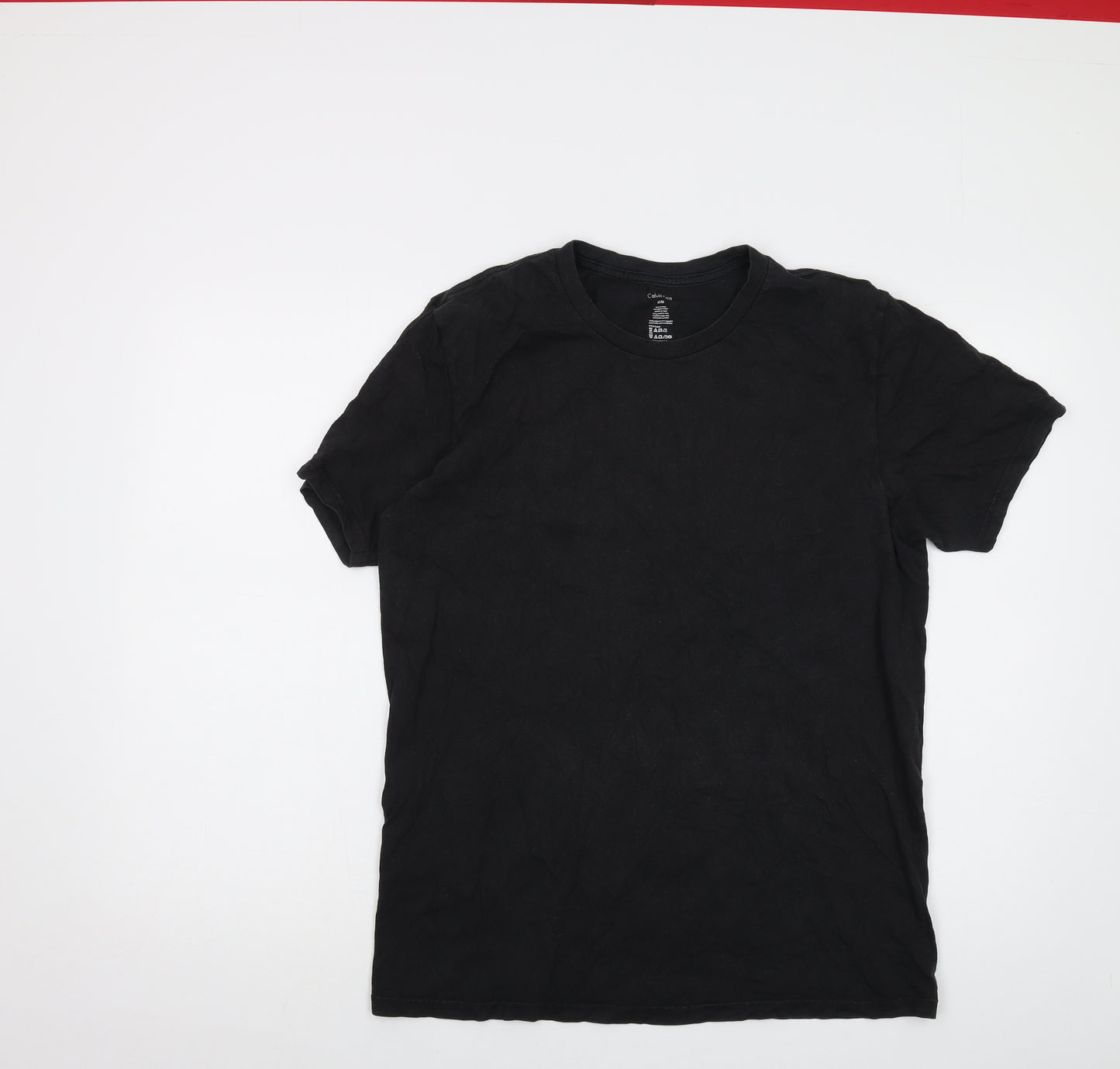 Calvin Klein Mens Black Cotton T-Shirt Size M Crew Neck