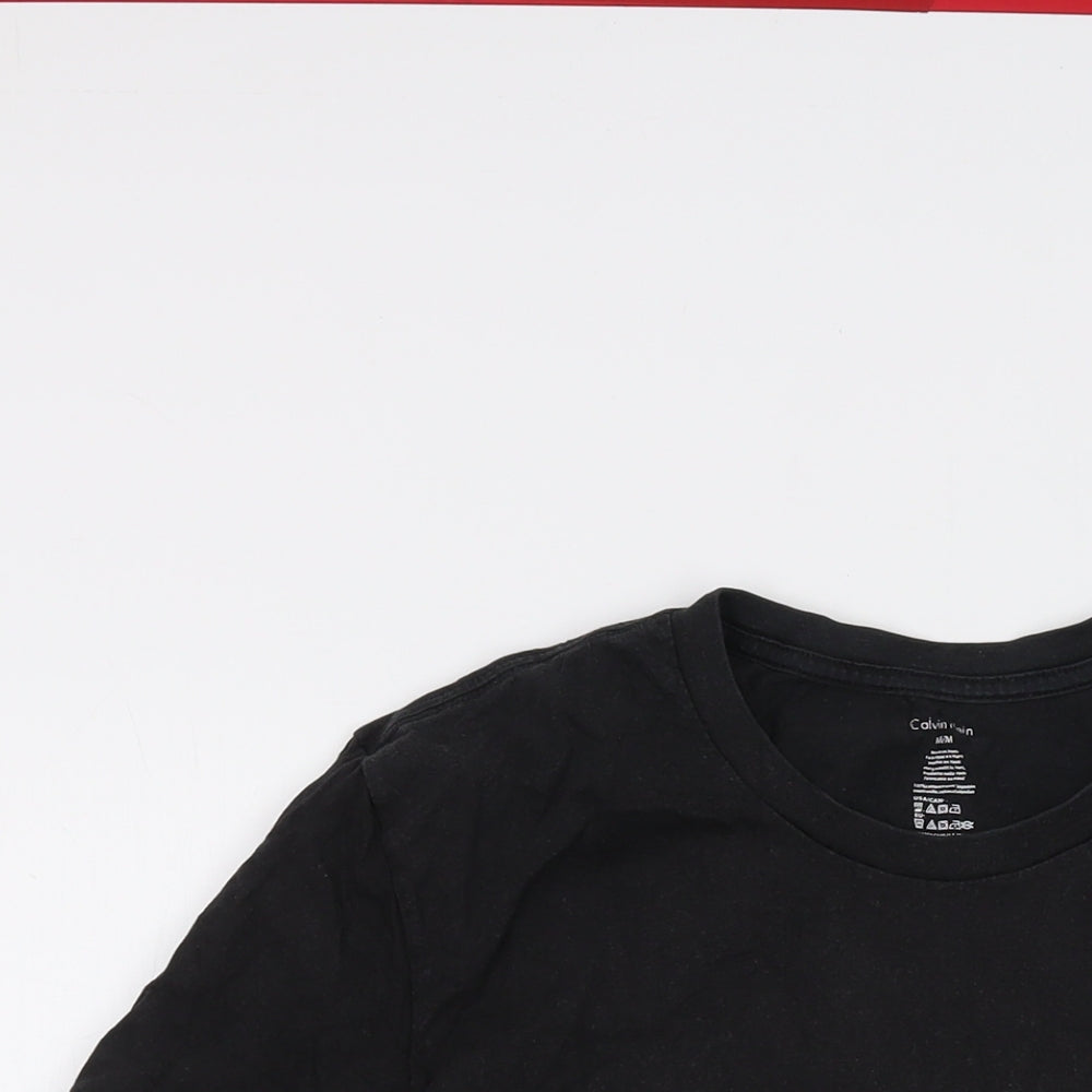 Calvin Klein Mens Black Cotton T-Shirt Size M Crew Neck