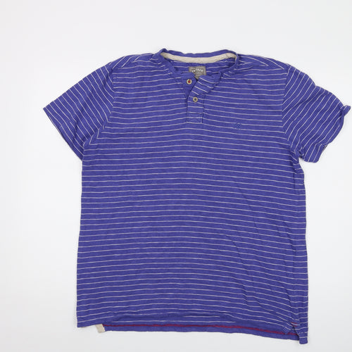 Fat Face Mens Blue Striped Cotton T-Shirt Size M Crew Neck