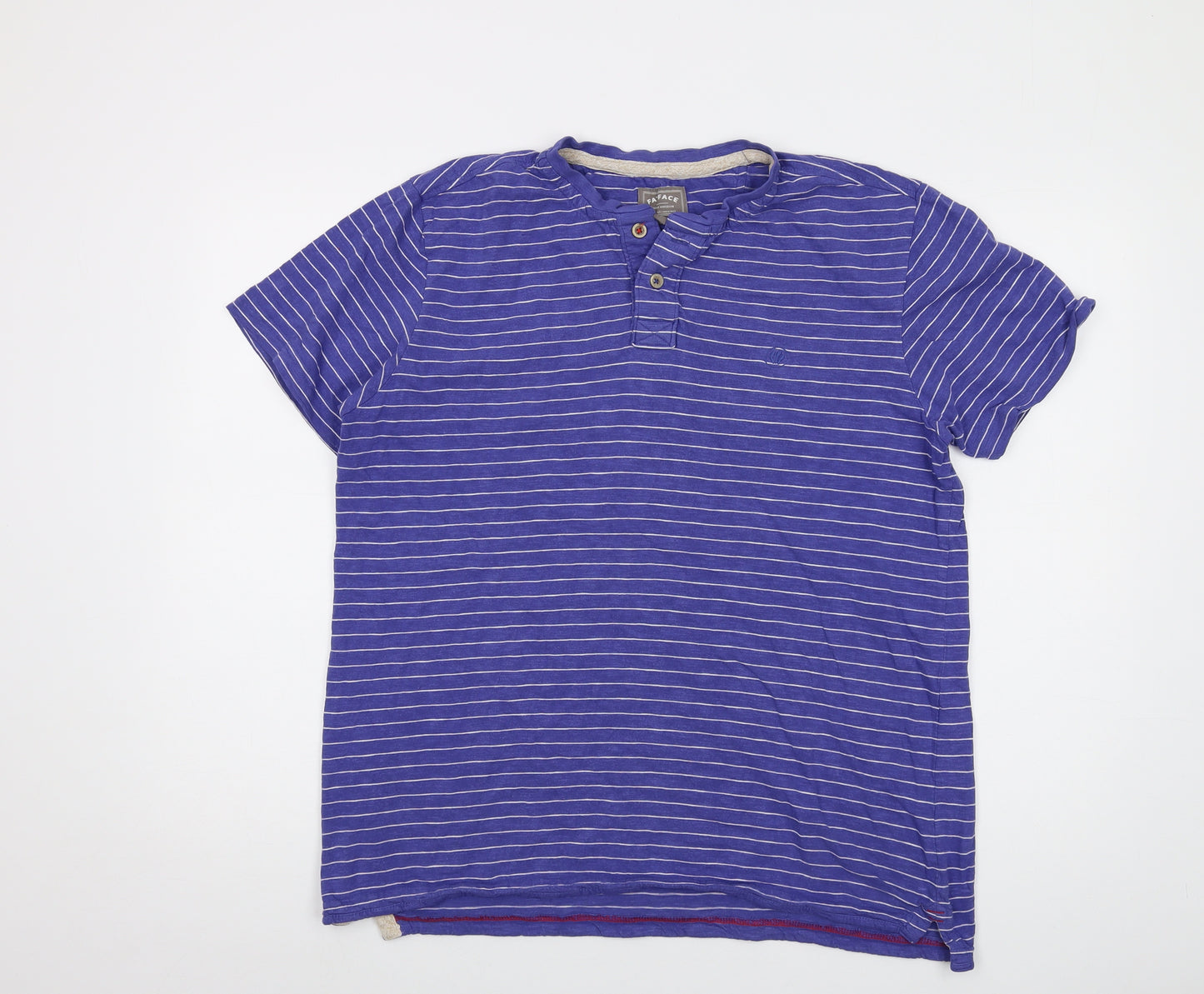 Fat Face Mens Blue Striped Cotton T-Shirt Size M Crew Neck