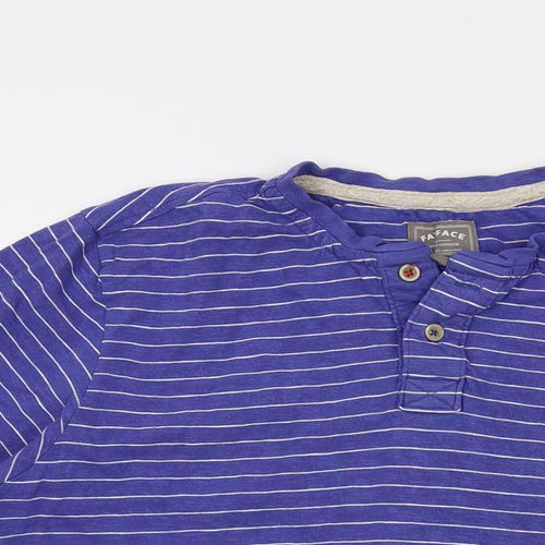 Fat Face Mens Blue Striped Cotton T-Shirt Size M Crew Neck