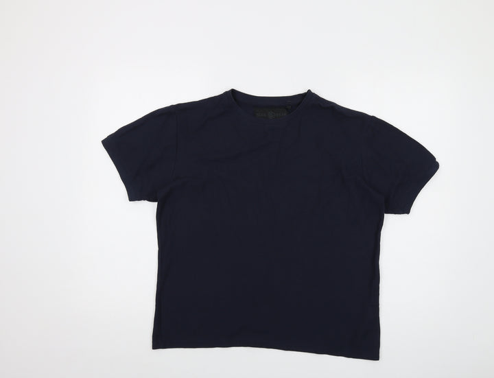 Soul Star Womens Blue Cotton Basic T-Shirt Size S Crew Neck