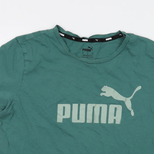 PUMA Womens Green Cotton Basic T-Shirt Size M Crew Neck