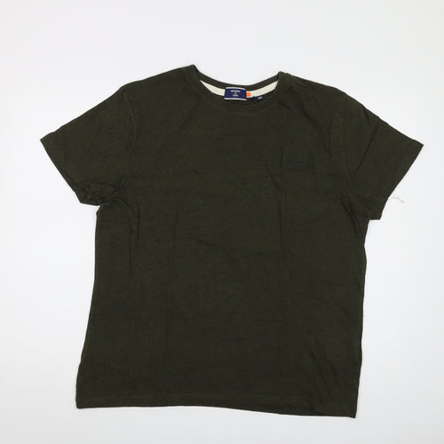 Superdry Mens Green Cotton T-Shirt Size 2XL Crew Neck