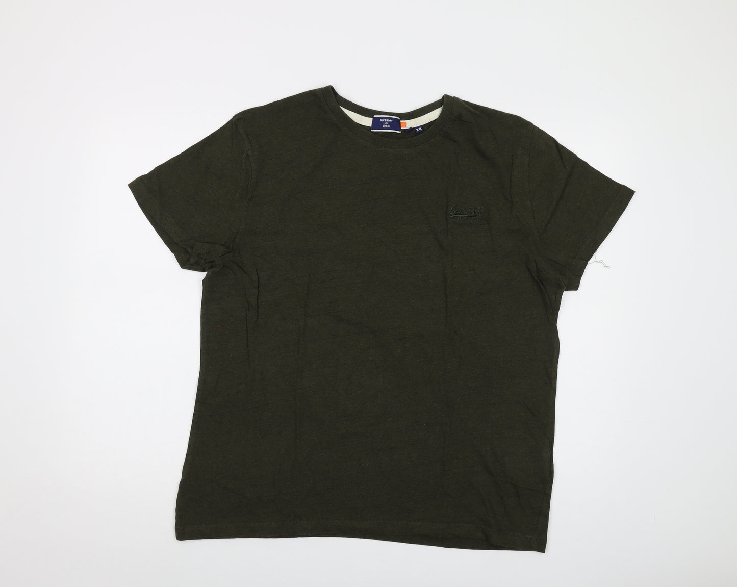 Superdry Mens Green Cotton T-Shirt Size 2XL Crew Neck