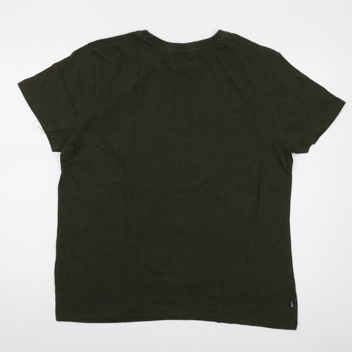 Superdry Mens Green Cotton T-Shirt Size 2XL Crew Neck