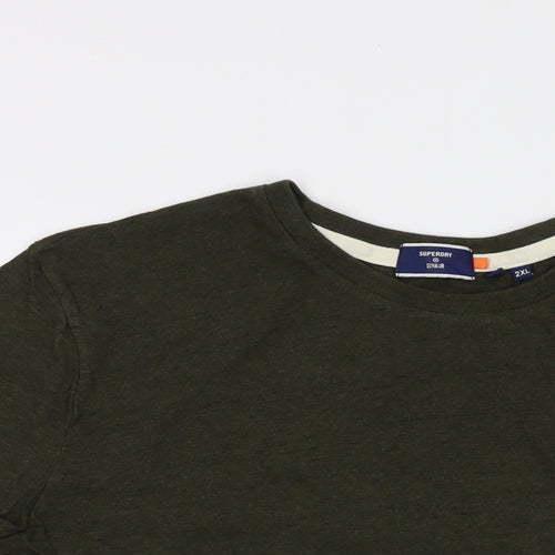 Superdry Mens Green Cotton T-Shirt Size 2XL Crew Neck