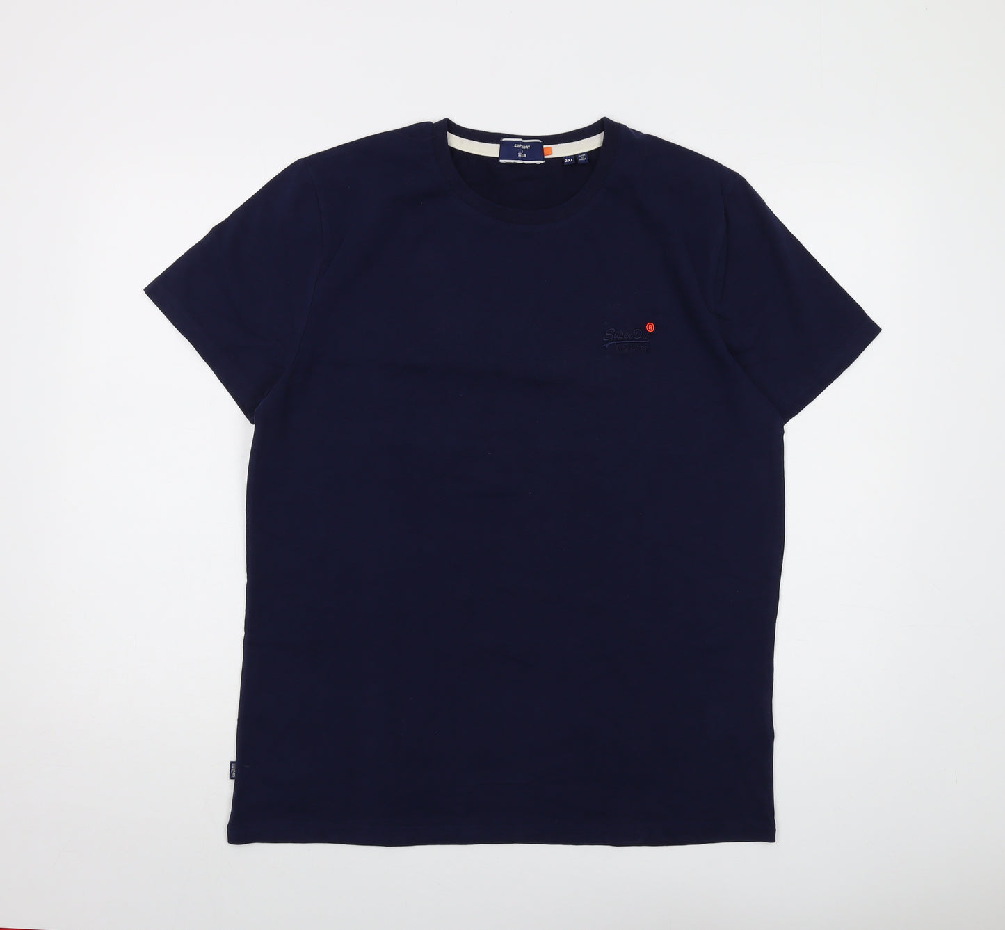 Superdry Mens Blue Cotton T-Shirt Size 2XL Crew Neck