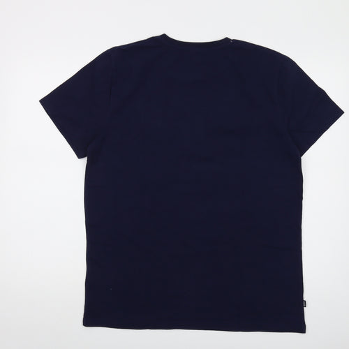Superdry Mens Blue Cotton T-Shirt Size 2XL Crew Neck