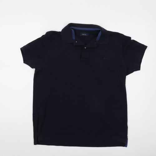 Cortefiel Mens Blue Cotton Polo Size M Collared Button