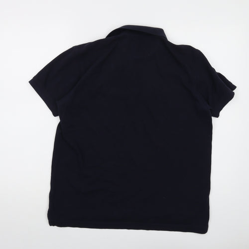Cortefiel Mens Blue Cotton Polo Size M Collared Button