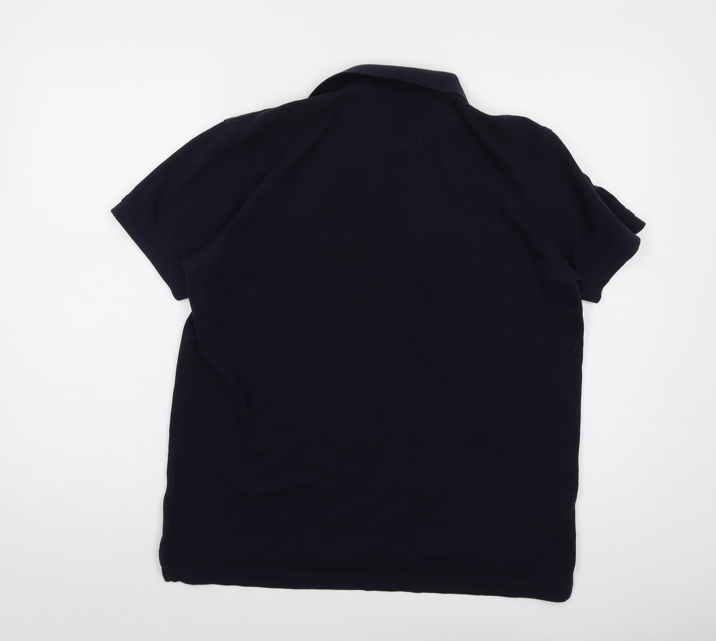 Cortefiel Mens Blue Cotton Polo Size M Collared Button
