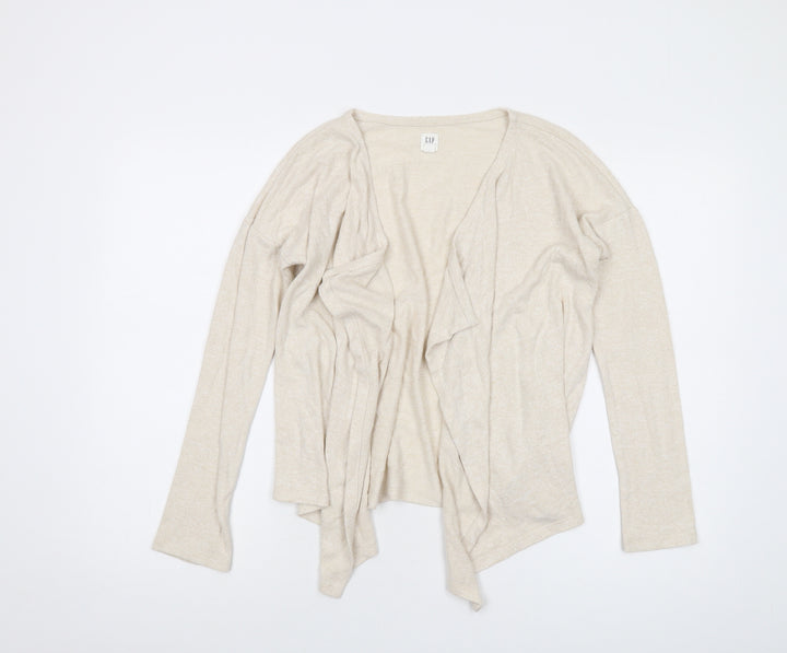 Gap Girls Beige V-Neck Vinyl Cardigan Jumper Size 12 Years